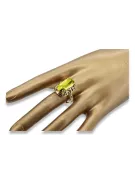 Ring Yellow Peridot 14K Yellow gold Vintage craft vrc038y